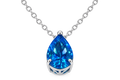 Silver-tone necklace with vivid blue pear-cut cubic zirconia pendant on black