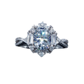 2 ct oval moissanite halo ring in S925 sterling silver, front view