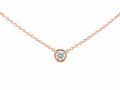 Rose-gold-tone sterling silver necklace with round moissanite bezel pendant