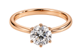 Rose gold-tone 316L stainless steel solitaire ring with round cubic zirconia