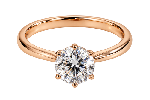 Rose gold-tone 316L stainless steel solitaire ring with round cubic zirconia