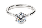 Silver-tone 316L stainless steel solitaire ring with round cubic zirconia