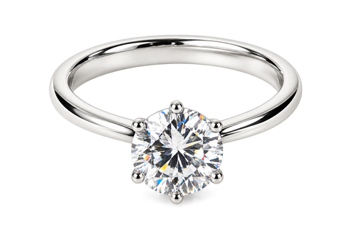 Silver-tone 316L stainless steel solitaire ring with round cubic zirconia