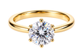 Gold-tone 316L stainless steel solitaire ring with round cubic zirconia