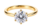 Gold-tone 316L stainless steel solitaire ring with round cubic zirconia