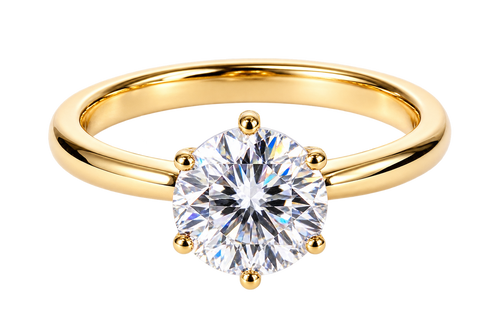 Gold-tone 316L stainless steel solitaire ring with round cubic zirconia