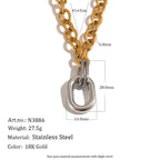 Two-tone link pendant necklace with product dimensions and weight
