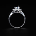 S925 sterling silver oval moissanite ring setting, side profile