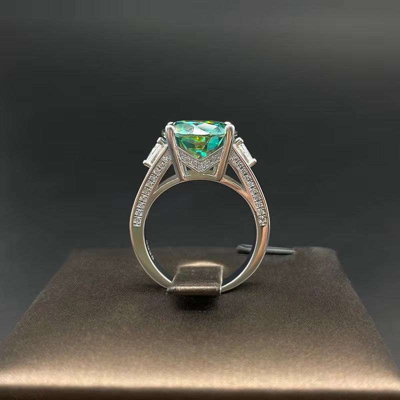 Sterling silver 5 ct round-cut ring setting, side profile